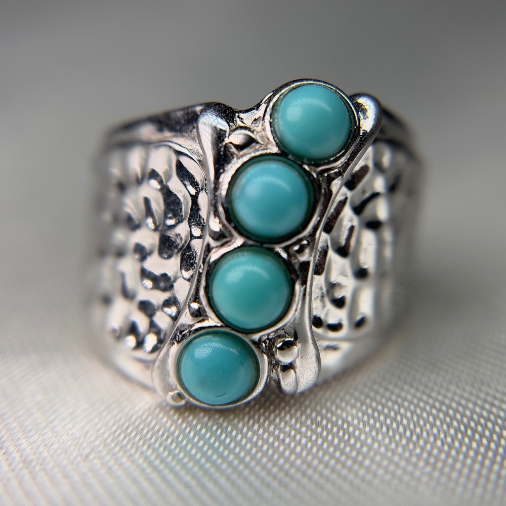 Felicia Designs Beautiful Sterling Sleeping Beauty Turquoise Ring Size 7.5